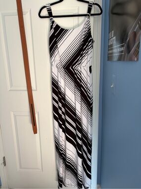 White House Black Market Black and White Striped Maxi Dress